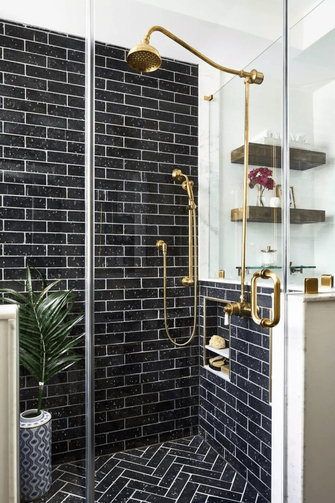 Идеи декора для ванной комнаты с плиткой METRO с контрастной затиркой