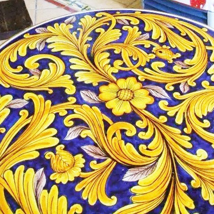 Керамическая столешница на заказ с ручной росписью (рисунком, орнаментом)