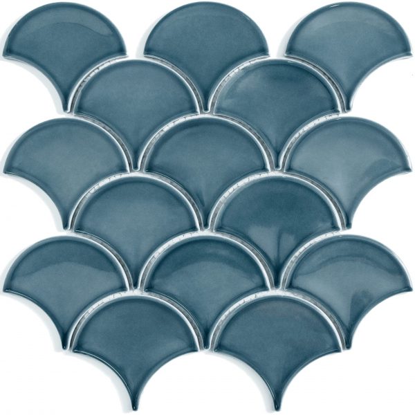Fish scales (рыбья чешуя) керамическая плитка темно-синяя