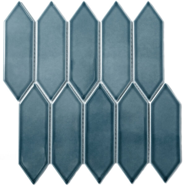Picket (пикет) шестиугольная керамическая плитка синяя глянец